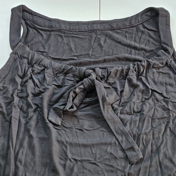 J Jill Wearever Tank Top Womens L Black Back Tie Back Goth Cottage Summer City - Picture 12 of 13